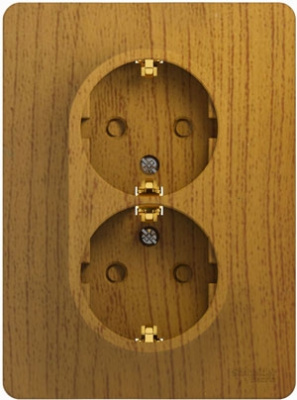 Розетка 2-я с заземлением с защитными шторками в сборе с рамкой Systeme Electric Glossa Дуб Systeme Electric Glossa GSL000526