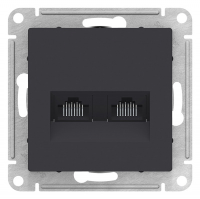 Розетка двойная компьютерная RJ45+RJ45 кат.5E механизм Schneider Electric AtlasDesign Карбон Systeme Electric AtlasDesign ATN001085