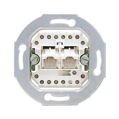 Механизм Розетка телефонная (RJ12) / комп (RJ45) 2-ая наклонная кат.3 Jung Jung Eco Profi Механизмы EPUAE8-8UPO