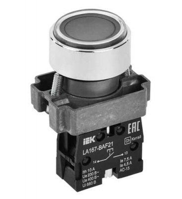 Кнопка LA167-BAF21 d=22мм 1з черная IEK IEK LA167 BBT20-BAF21-1-22-67-K02