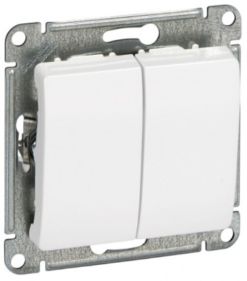 Выключатель 2-клавишный 10A (схема 5) Systeme Electric Glossa Белый Systeme Electric Glossa GSL000151