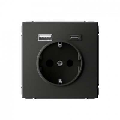 ARTGALLERY РОЗЕТКА 16А с 2 USB A+C, 5В/2,4А/3,0А, 2х5В/1,5А, механизм, БАЗАЛЬТ Systeme Electric ArtGallery GAL001432