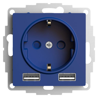 SE AtlasDesign Розетка c 2 USB Аквамаринин 16А A+A 5В/24А 2х5В/12А механизм Systeme Electric AtlasDesign ATN001130