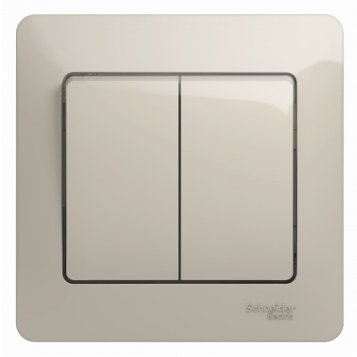 Выключатель 2-клавишный (схема 5) 10AX в сборе Systeme Electric Glossa Молочный Systeme Electric Glossa GSL000952