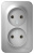 Розетка двойная без заземления без шторок накладного монтажа 16A 250В Systeme Electric Blanca Алюминий Systeme Electric Blanca BLNRA000203