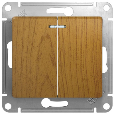Выключатель 2-клавишный с подсветкой 10A (схема 5A) Systeme Electric Glossa Дуб Systeme Electric Glossa GSL000553