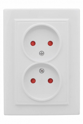 Розетка 2-местная СП без заземления 10A с защитными шторками EKF Basic Минск Белый EKF Минск ERR10-102-100