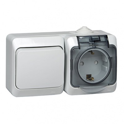 Этюд iр44 о/у блок: роз. з/к со шт. 16А 250B, перек.1-клав.10А, серый, россия SE Systeme Electric Этюд BPA16-246C