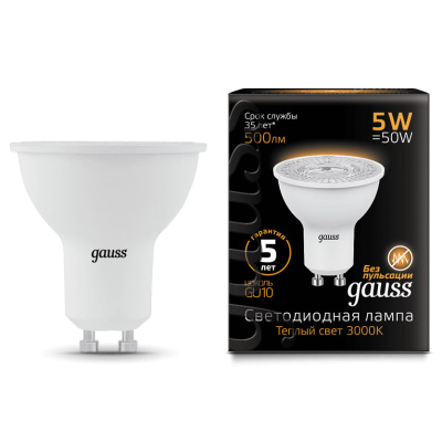 Лампа светодиодная LENS MR16 GU10 150-265В 5Вт 3000К Gauss Gauss MR16 101506105