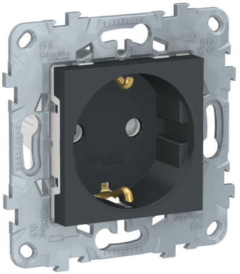 Розетка с заземлением со шторками винтовой зажим 16 A 250В Schneider Electric Unica New Антрацит Schneider Electric Unica New NU503754