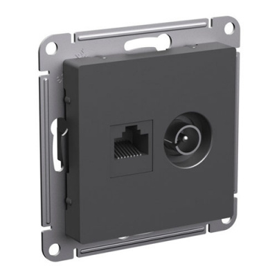SE AtlasDesign Розетка двойная ТВ + компьютерная Базальт RJ45 кат. 5Е Systeme Electric AtlasDesign ATN001489