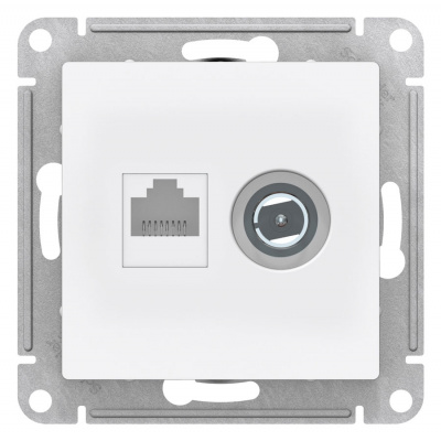 Розетка двойная TV + компьютерная RJ45 кат. 5Е Schneider Electric AtlasDesign Белый Systeme Electric AtlasDesign ATN000189