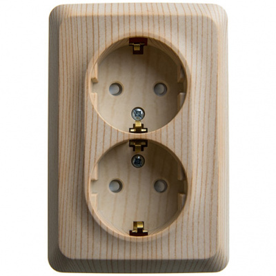 Этюд о/у двойная угловая Розетка с заземлением со шторками 16А, сосна, россия SE Systeme Electric Этюд PA16-108D