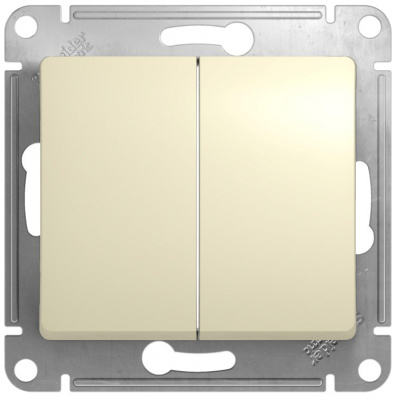Переключатель 2-клавишный 10A (схема 6+6) Systeme Electric Glossa Бежевый Systeme Electric Glossa GSL000265