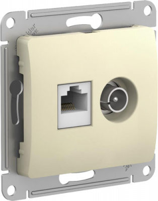 Розетка двойная ТВ + компьютерная RJ45 кат. 5Е механизм Systeme Electric Glossa Бежевый Systeme Electric Glossa GSL000289