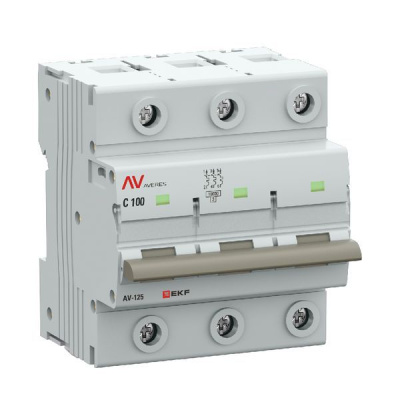 Выключатель автоматический AV-125 3P 100A (C) 10kA EKF AVERES EKF  mcb125-3-100C-av
