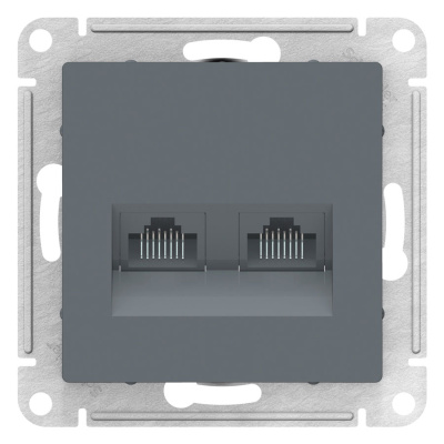 Розетка двойная компьютерная RJ45+RJ45 кат.5E механизм Schneider Electric AtlasDesign Грифель Systeme Electric AtlasDesign ATN000785