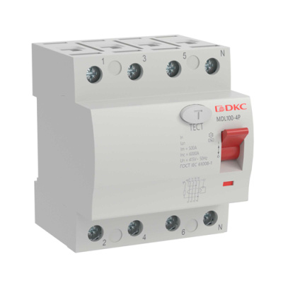Устройство защитного отключения ВДТ YON MAX MDL100, 4P, 30mA, 63A, тип АC DKC DKC  MDL100-4P2-63-AC