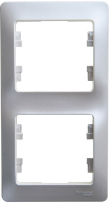 Рамка 2-постовая вертикальная Systeme Electric Glossa Алюминий Systeme Electric Glossa GSL000306