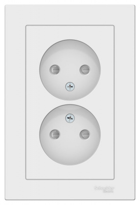 Розетка двойная без заземления со шторками 16A в сборе Schneider Electric AtlasDesign Белый Systeme Electric AtlasDesign ATN000122