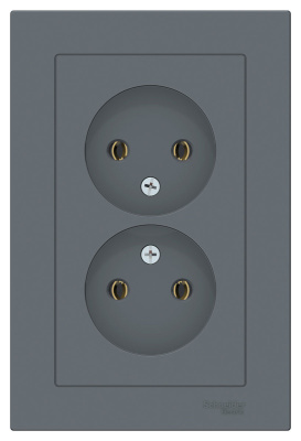 Розетка двойная без заземления 16A в сборе Schneider Electric AtlasDesign Грифель Systeme Electric AtlasDesign ATN000720