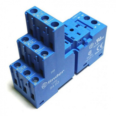 Розетка с винтовыми клеммами для реле 55.33, таймера 85.03, модули 86.00, 99.02, клипса 094.71 Finder Finder  94.03SMA