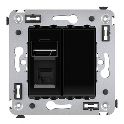 Телефонная розетка RJ-12 в стену одинарная, "Avanti", "Черный квадрат" DKC DKC Avanti 4402313DKC