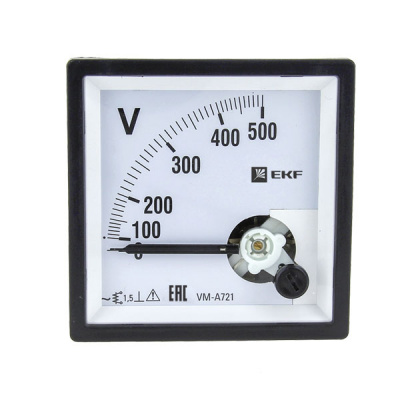 Вольтметр аналоговый на панель 72х72 квадратный вырез 500В прямое подкл. EKF PROxima VM-A721 EKF  vma-721-500