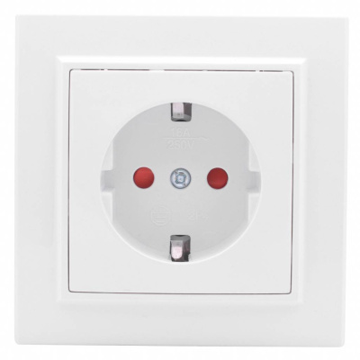 Розетка 1-местная СП с заземлением 16A с защитными шторками EKF Basic Минск Белый EKF Минск ERR16-028-100