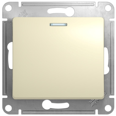 Выключатель 1-клавишный с подсветкой 10A (схема 1a) Systeme Electric Glossa Бежевый Systeme Electric Glossa GSL000213