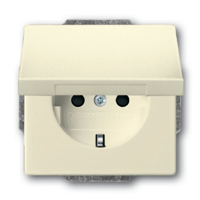 Розетка Schuko 16A 250В с крышкой ABB Solo/Future Savanne/Слоновая кость ABB Solo/Future 2CKA002018A1465
