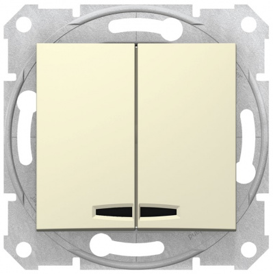 Выключатель 2-клавишный с подсветкой 10A Schneider Electric Sedna Бежевый Schneider Electric Sedna SDN0300347