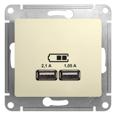Розетка USB A+A 5В/2,1 А 2х5В/1,05 А механизм Systeme Electric Glossa Бежевый Systeme Electric Glossa GSL000233
