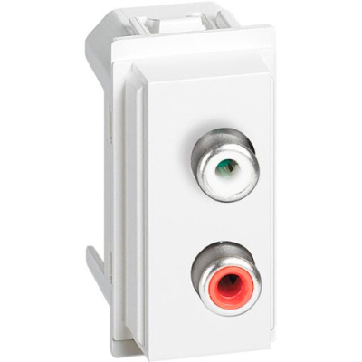 Белый Розетка с двумя разъемами RCA 1 мод Bticino LivingNow Bticino Living now KW4269R