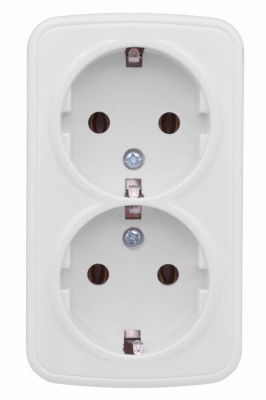 Розетка 2-местная ОП 16A с заземлением EKF Basic Минск Белый EKF Минск EGR16-128-10