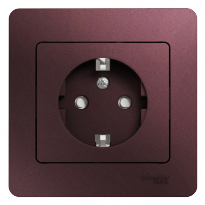 Розетка с заземлением со шторками 16A 250В в сборе Systeme Electric Glossa Баклажановый Systeme Electric Glossa GSL001144