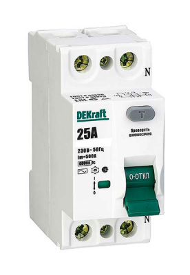 Устройство защитного отключения 2P 25А 100мА тип AC Устройство защитного отключения-01 6кА DEKraft DEKraft  14012DEK
