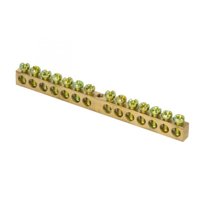 Шина "ноль-земля" 8х12мм 14 отверстий латунь крепеж по центру EKF PROxima PEN EKF PROxima sn0-125-14-c