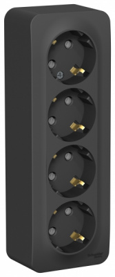 Розетка 4-я с заземлением со шторками накладного монтажа с изолирующей пластиной 16A 250В Systeme Electric Blanca Антрацит Systeme Electric Blanca BLNRA011416