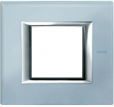 Рамка прямоугольная итальянский стандарт ITA 2 мод Bticino Axolute Голубое стекло  Bticino Axolute HA4802VZS