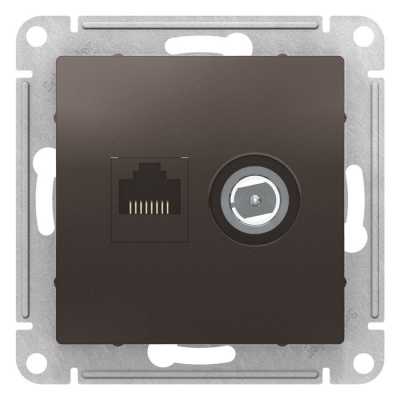 Розетка двойная комп+TV RJ45+TV кат.5E механизм Schneider Electric AtlasDesign Мокко Systeme Electric AtlasDesign ATN000689