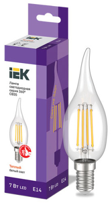 Лампа светодиодная свеча на ветру CВ35 7Вт 230В 3000К E14 серия 360° IEK IEK  LLF-CB35-7-230-30-E14-CL