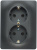 Розетка двойная с заземлением 16A в сборе Systeme Electric Glossa Антрацит Systeme Electric Glossa GSL000724