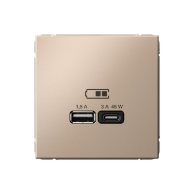 ARTGALLERY USB РОЗЕТКА A + тип-C 45Вт высокоскор.заряд. QC, PD, механизм, ПЕСОЧНЫЙ Systeme Electric ArtGallery GAL001229