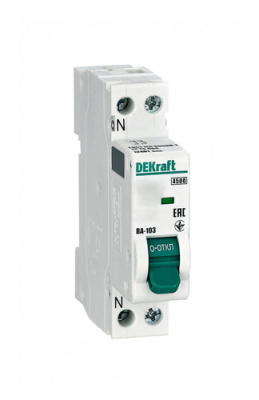 Автомат 1P+N 16А (D) 4,5кА DEKraft ВА-103 DEKraft ВА-103 12409DEK