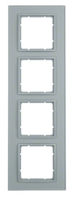 Рамка 4-постовая Berker B.7 Стекло Алюминий/Алюминий матовый лак Berker S.1/B.3/B.7 10146414 Berker