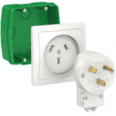 Blanca Силовой комплект 32 А, 250 В: розетка, вилка, монтажная коробка, белый Systeme Electric Systeme Electric  BLNSK013231