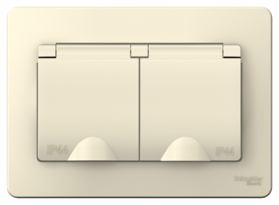 Розетка двойная с заземлением со шторками с крышками скрытой установки 16A 250В IP44 Systeme Electric Blanca Молочный Systeme Electric Blanca BLNRS441122