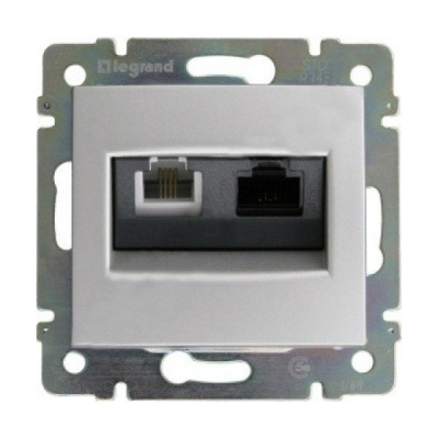 Розетка телефонная RJ11 + RJ45 кат.6 UTP Legrand Valena Алюминий Legrand Valena 770280