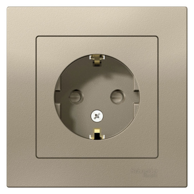 Розетка с заземлением со шторками 16A в сборе Schneider Electric AtlasDesign Шампань Systeme Electric AtlasDesign ATN000544